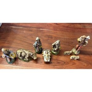Vtg Nativity Set  Made In Italy 8 Figures Mary Joseph Jesus Shepard‎